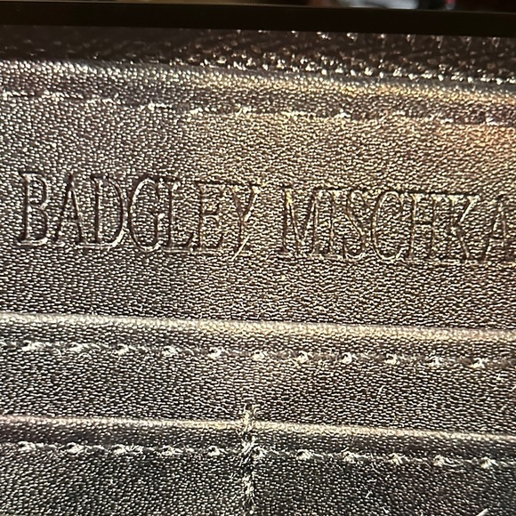 Badgley Mischka Black Logo Imprint zippy long wallet NWT silver tone hardware - Picture 5 of 5